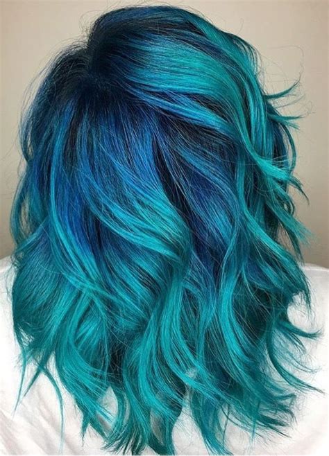 Teal hair with cobalt roots. Teal Hair Color, Hair Dye Colors, Teal Ombre Hair, Bright Blue Hair ...