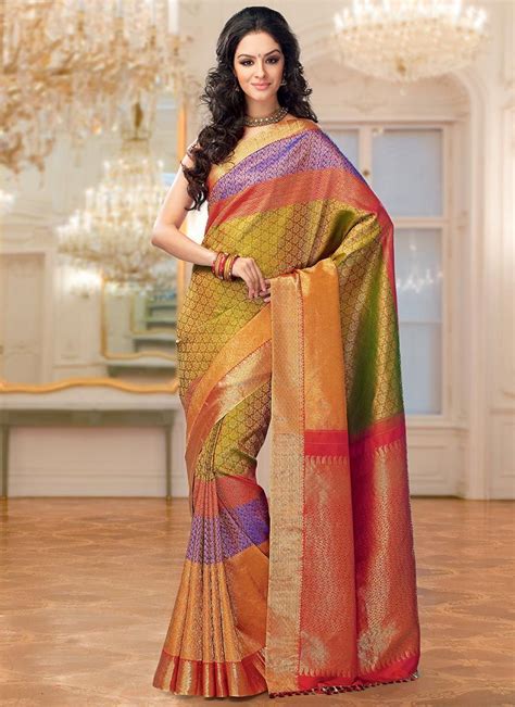 Artistic Silk Brocade Saree | Party wear sarees, Fancy sarees, Silk sarees