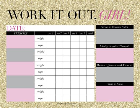 Gym Workout Journal Printable Log