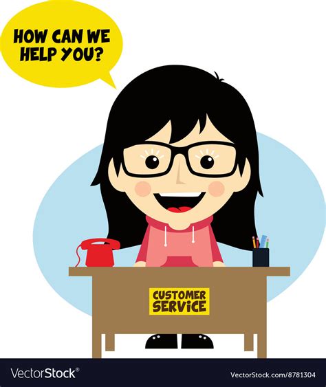 Customer service desk cartoon character Royalty Free Vector