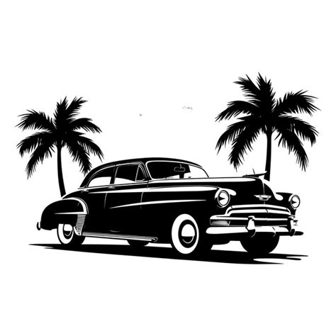 Premium Vector | Vintage car silhouette vector illustration