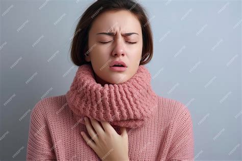 Premium Photo | Discomfort and Pain Sick Woman Suffering from Tonsillitis Laryngitis and Lymph Node