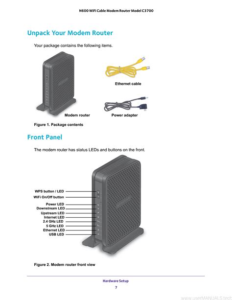 Netgear C3700 N600 Wifi Cable Modem Router User Manual