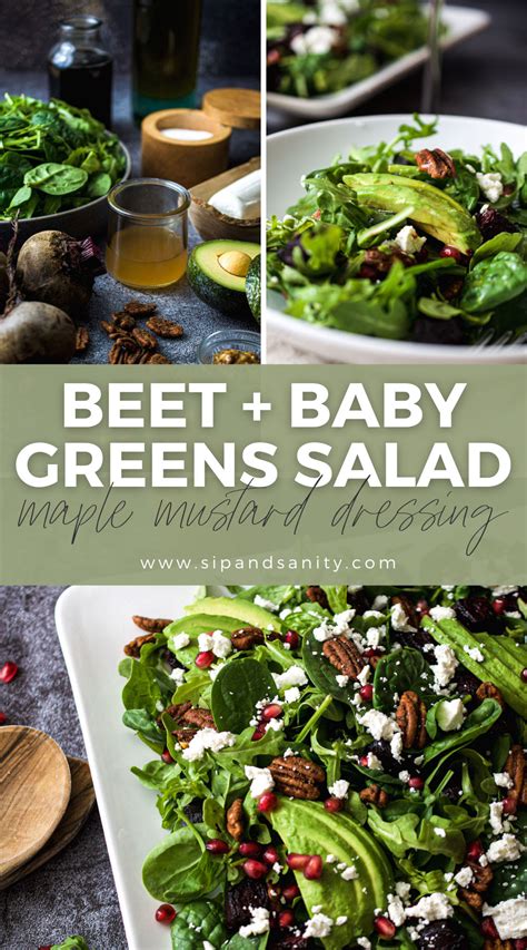 Beet + Baby Greens Salad with Maple Mustard Dressing • Sip + Sanity