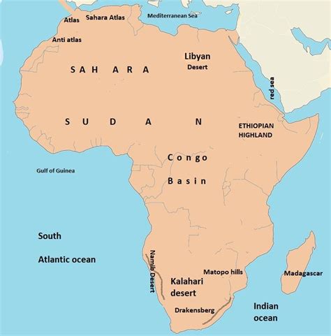 Physical Map Of Africa With Labels