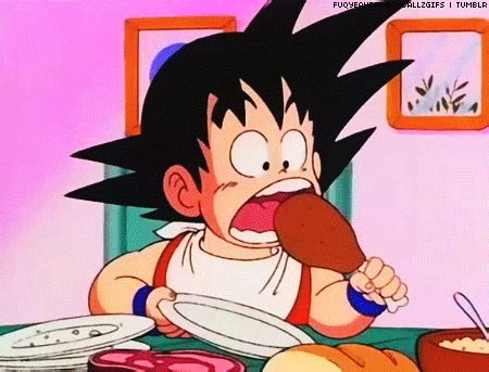 Kid Goku Eating Gif I bet they do taste like cotten candy