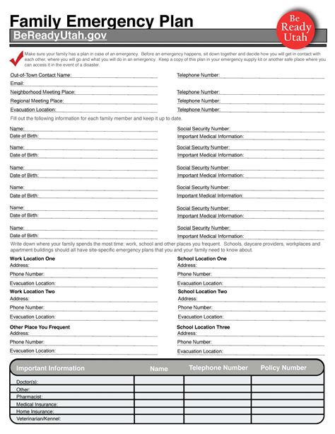 family emergency plan ivins city family emergency plan template excel Emergency Preparedness ...