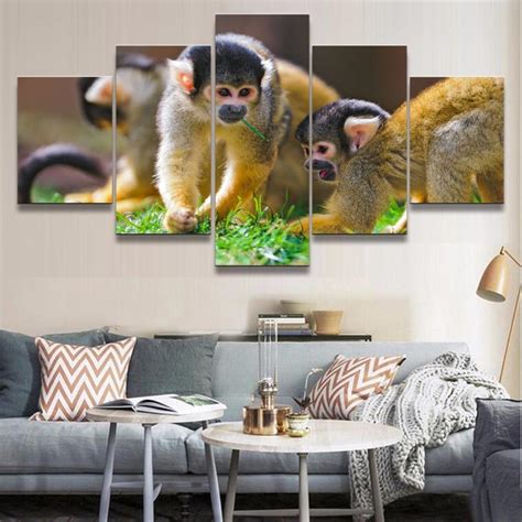 Monkey 2 – Animal 5 Panel Canvas Art Wall Decor – Canvas Storm