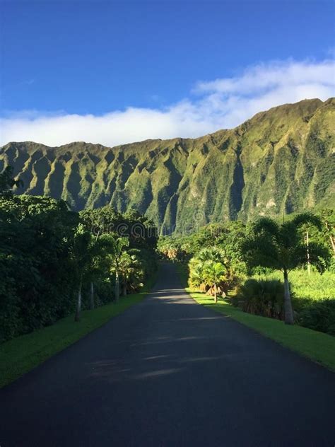 Road the the koolau. Empty road below the koolau mountains Hawaii drive ...