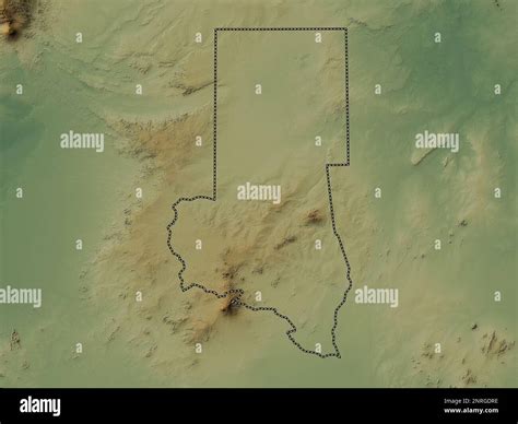 North Darfur, state of Sudan. Colored elevation map with lakes and ...