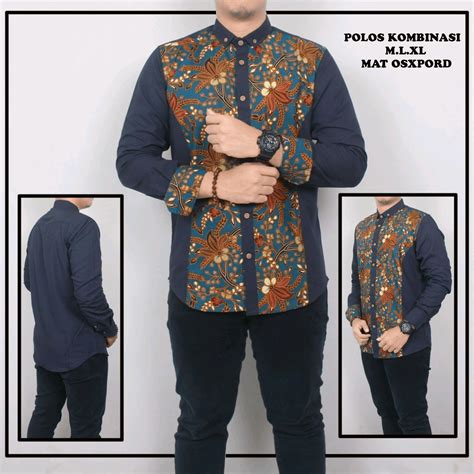 Model Baju Batik Pria Kombinasi Polos Lengan Panjang - Homecare24