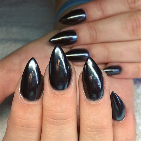 Full coverage Black Chrome nails by Jenny Nagorski | Arte de uñas, Uñas ...