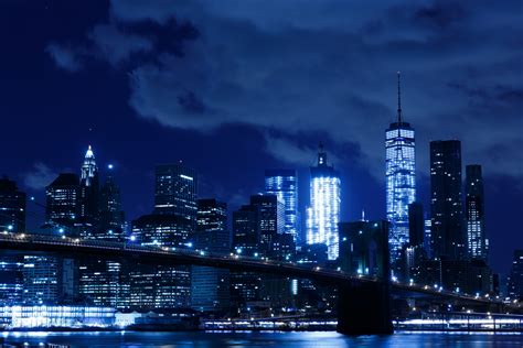 New York Night Skyline Free Stock Photo - Public Domain Pictures