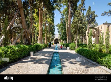 Kashan, Iran - June 2018: Fin Garden in Kashan, Iran and visitors - Fin Garden is one of the ...