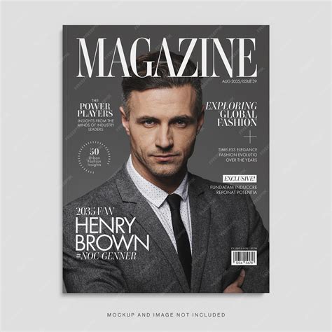 Premium PSD | Fashion Magazine Cover Template for Male Model in Photoshop PSD