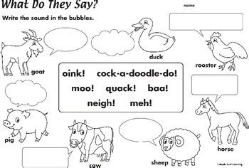 Animal Sounds Worksheet by Maple Leaf Learning | TPT