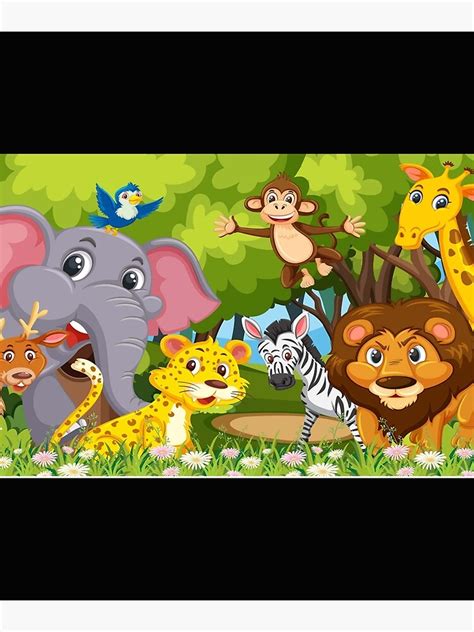 "Cute Cartoon Animals Jungle Jigsaw Puzzle" Art Print by bySoleva | Redbubble