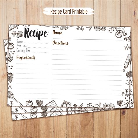 Printable Recipe Cards 4X6