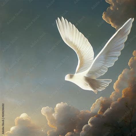 White dove illustration bird background artwork symbol holy spirit christian art mother mary ...