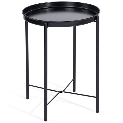 CAP LIVING 17 and 18 Inch Foldable Round Metal Tray End Table, Side ...