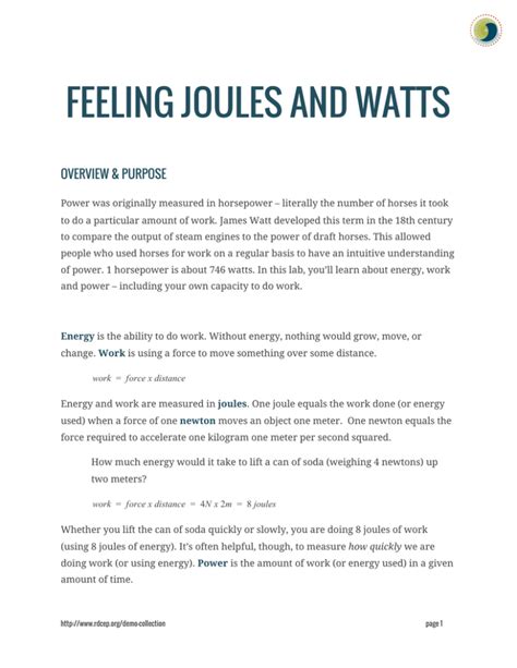 feeling joules and watts