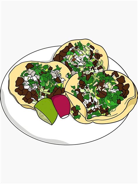 "Tacos" Sticker for Sale by destmarie | Taco drawing, Tacos, Mexican ...