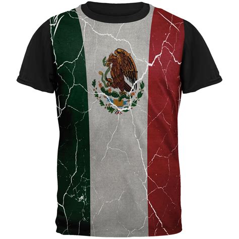 Old Glory - Cinco De Mayo Distressed Mexican Flag All Over Mens Black Back T Shirt - Walmart.com ...