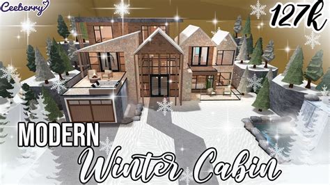 Bloxburg | Modern Winter Cabin 127k no large plot | Speed Build - YouTube Two Story House Design ...