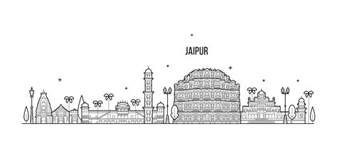 Premium Vector | Vector illustration of Jaipur skyline in Rajasthan in ...