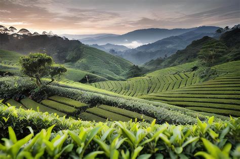 Premium AI Image | Tea Plantation at Sunrise Munnar Kerala South India