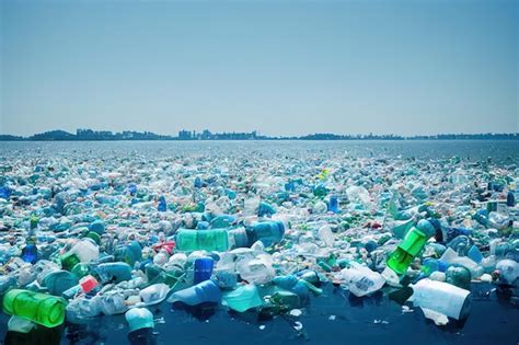 Premium Photo | Plastic and rubbish in ocean sea water environment pollution