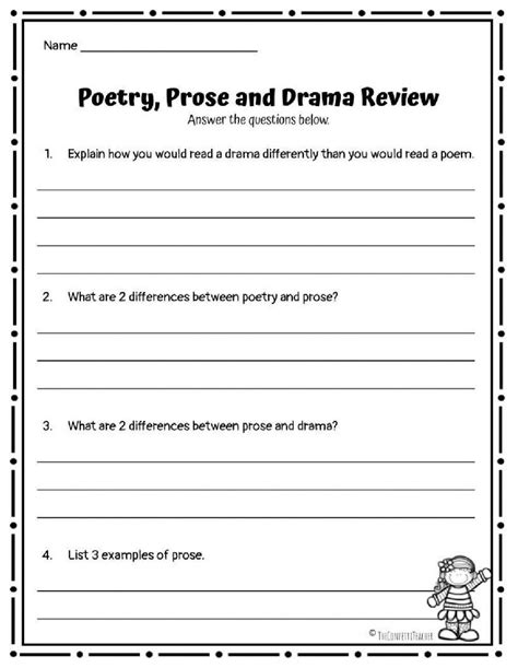 Poetry vs. Drama vs. Prose: Quiz & Worksheet for Kids | Study.com ...