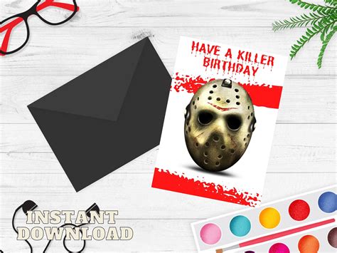 Jason Voorhees Inspired birthday card Friday the 13th funny | Etsy