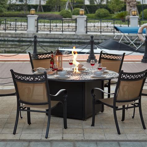 Outdoor Dining Sets With Fire Pit / Madison Bay 7 Piece Sling Patio ...