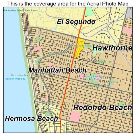 Aerial Photography Map of Manhattan Beach, CA California