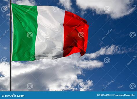 Italian flag waving stock photo. Image of italia, cloud - 257960588