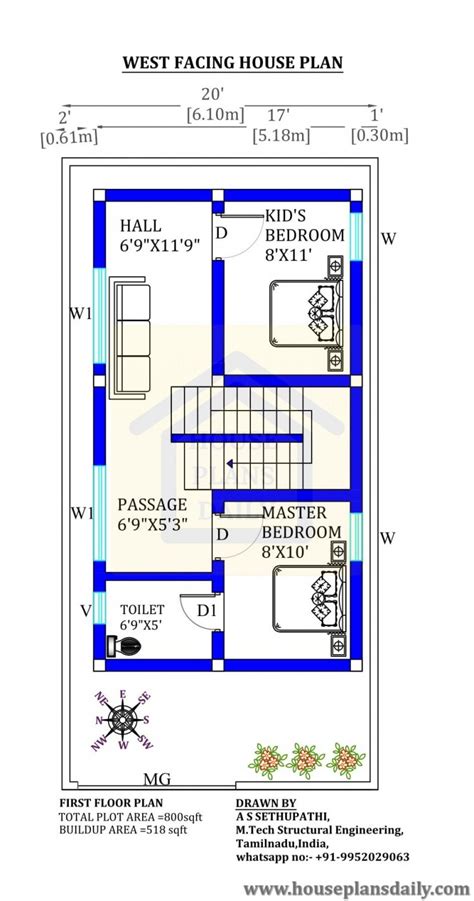 20x40 Vastu Shastra Home Plan West Facing House Plans - vrogue.co