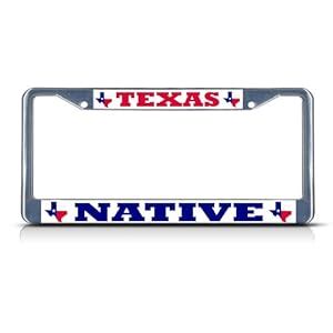 Amazon.com: TEXAS FLAG NATIVE Chrome Heavy Duty Metal License Plate ...