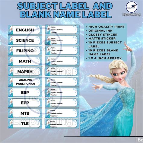 LUCSMART fast shipping - FROZEN ELSA THEMED STICKER LABEL AND NAME LABEL / notebook stickers ...