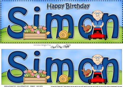 Large DL Happy Birthday SIMON 3D decoupage - CUP850747_359 | Craftsuprint