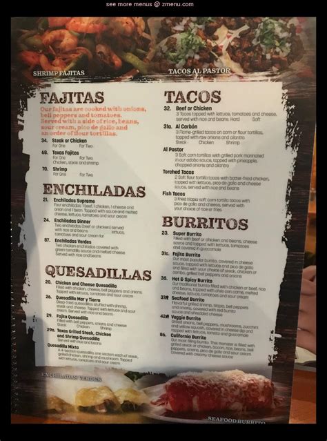 Menu at Old Mexico Bar & Grill, Montezuma