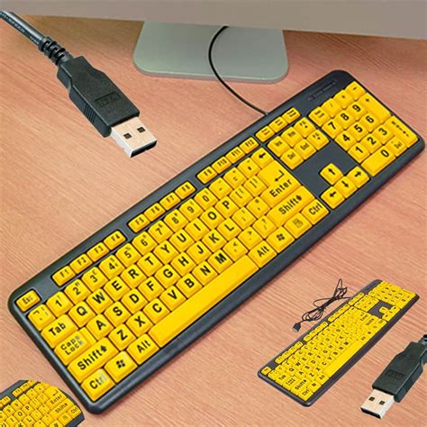 Large Print Keyboard For Visually Impaired (Yellow) | TechSilver