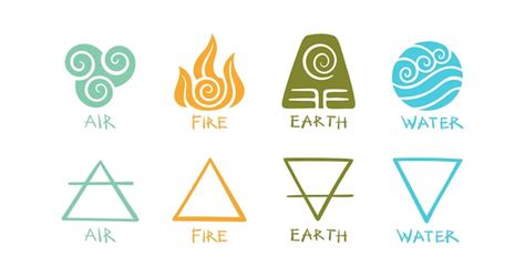 Premium Vector | Hand drawn Elemental Symbols of air fire earth and ...