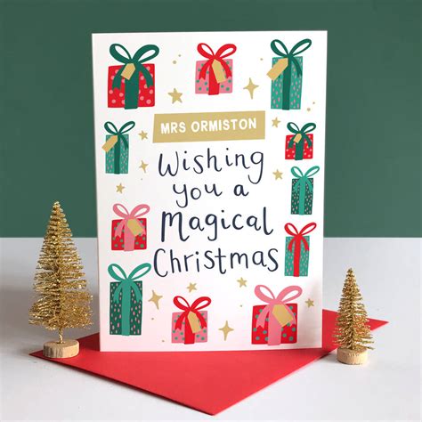 Personalised Teacher Presents Christmas Card By The Wee Sparrow