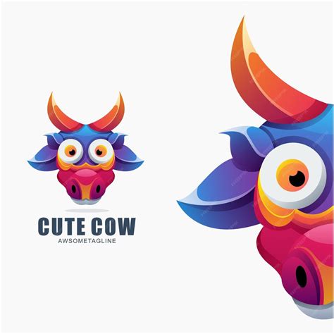 Premium Vector | Cute cow colorful logo design