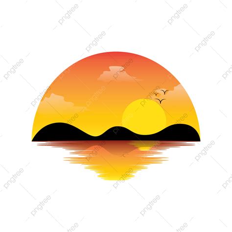 Beautiful Summer Sunset Vector Illustration, Sunset, Summer, Vector PNG ...