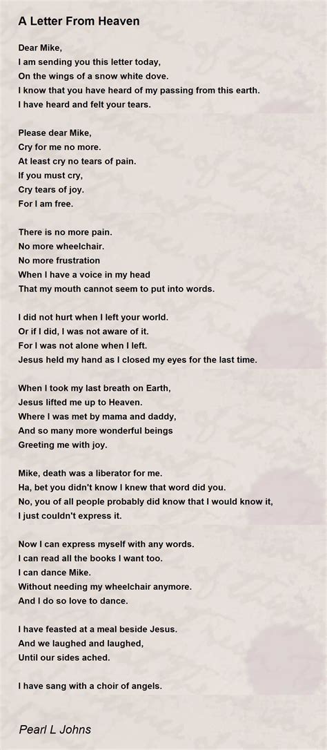 Poem Letter From Heaven