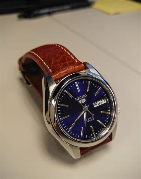 Seiko 5 SNKL43 with leather strap | Stylish watches men, Mens watches ...