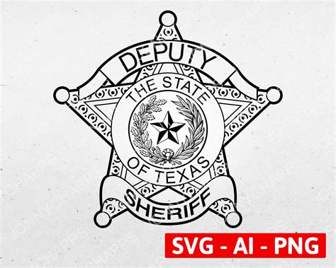 Texas Sheriff Deputy Badge SVG Vector Clipart Digital Files for CNC, Laser, Vinyl, and ...