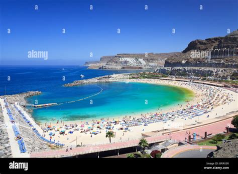 Canary Islands, Gran Canaria, Puerto Rico, Playa de Los Amadores Stock ...